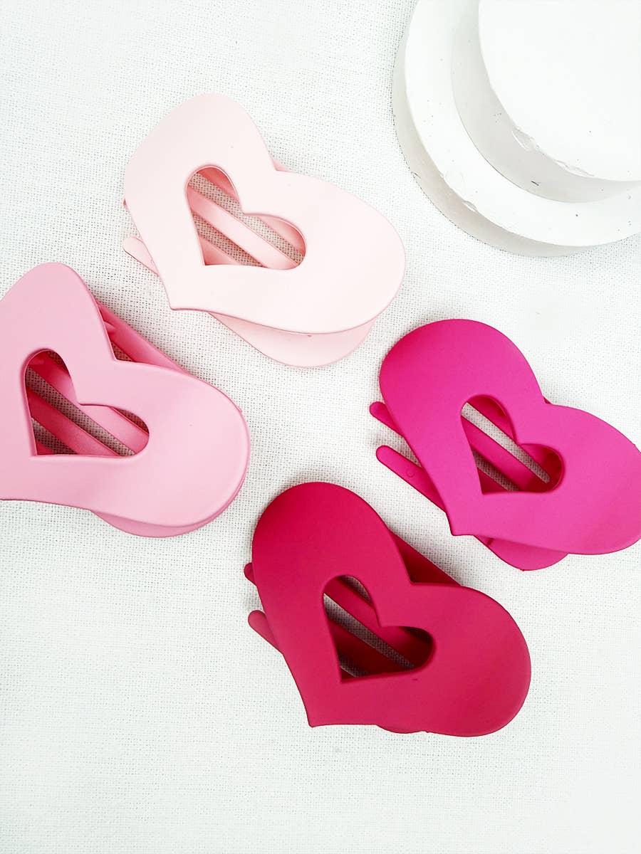 Pink Shades Heart Shape Cut Out Flat Hair Clip