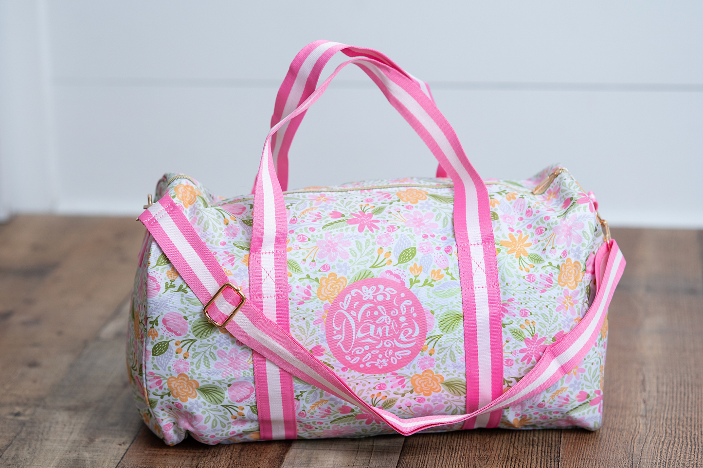 Kids Pink Floral Weekender Dance Travel Bag