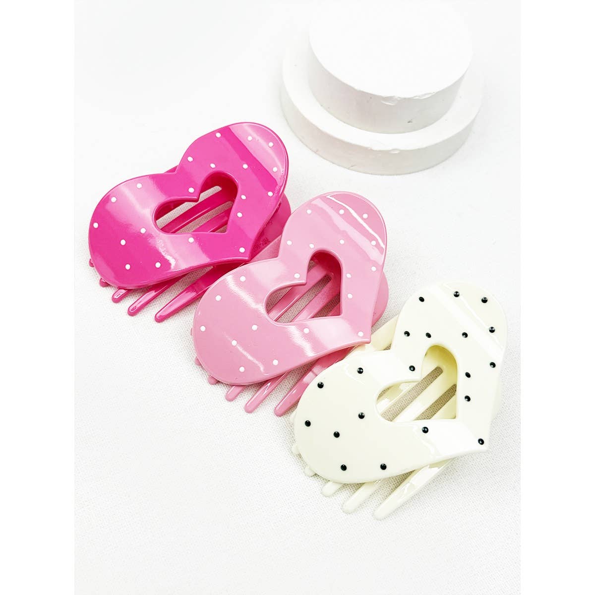 Lovely Polka Dot Heart Cut out Flat Hair Clip