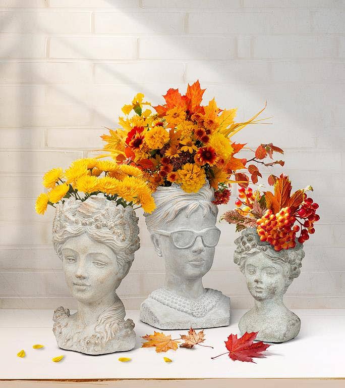 Woman w/Flower & Fruits Head Planter