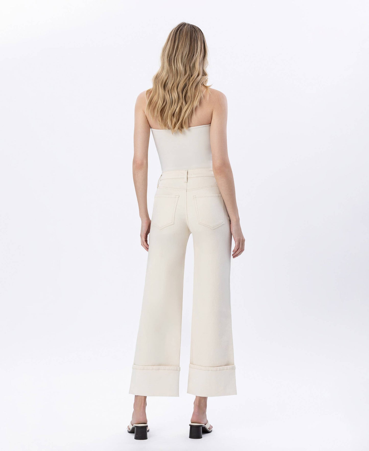 SUPER HIGH RISE CUFFED WIDE LEG JEANS