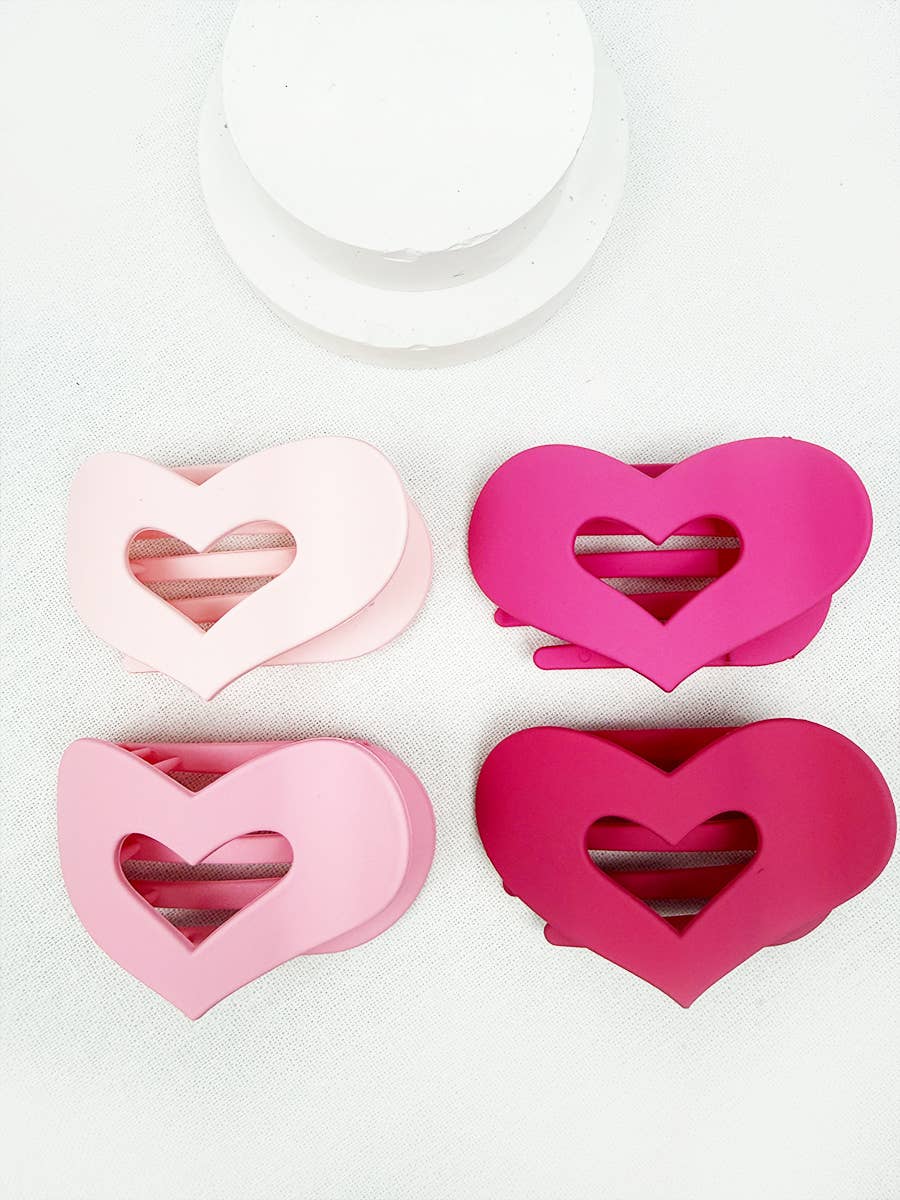 Pink Shades Heart Shape Cut Out Flat Hair Clip