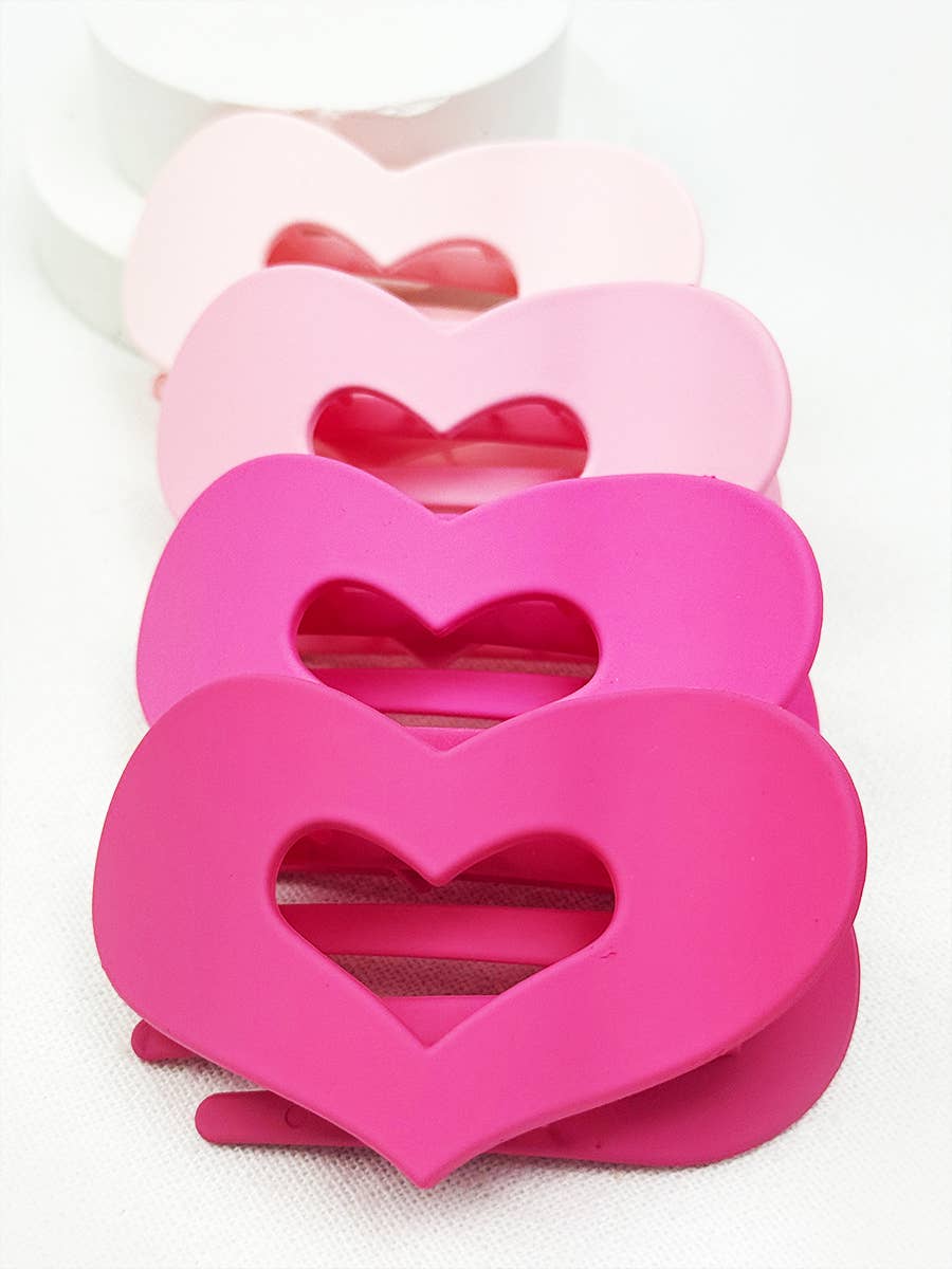 Pink Shades Heart Shape Cut Out Flat Hair Clip