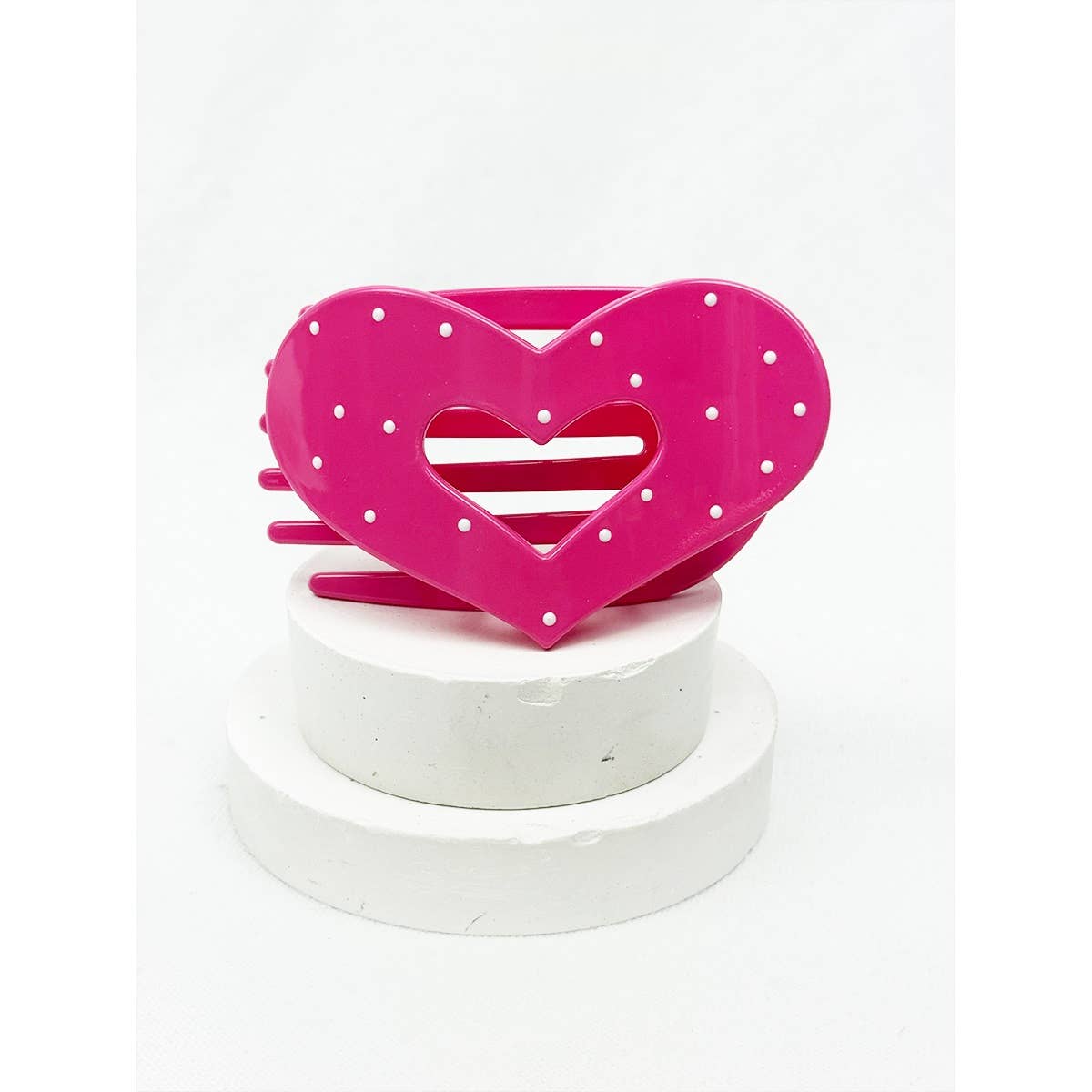 Lovely Polka Dot Heart Cut out Flat Hair Clip