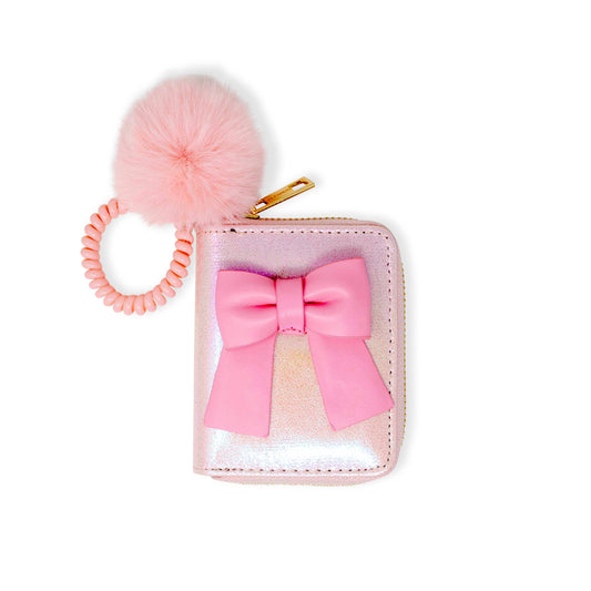 Shiny Jumbo Bow Spiral Strap Wallet