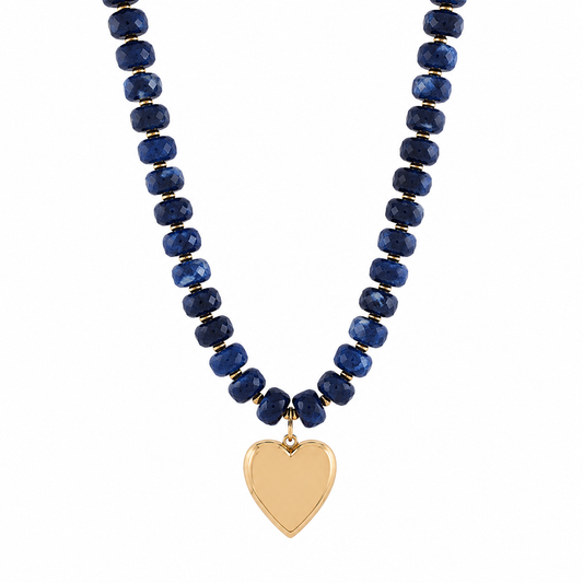 Puffy Heart Marble Rondelle Bead Necklace
