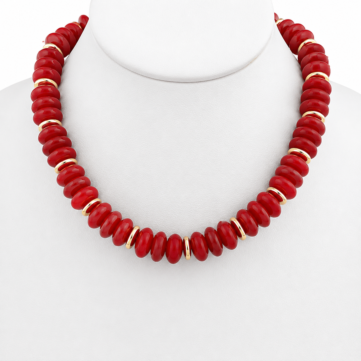 Marbleized Rondelle Stone Necklace