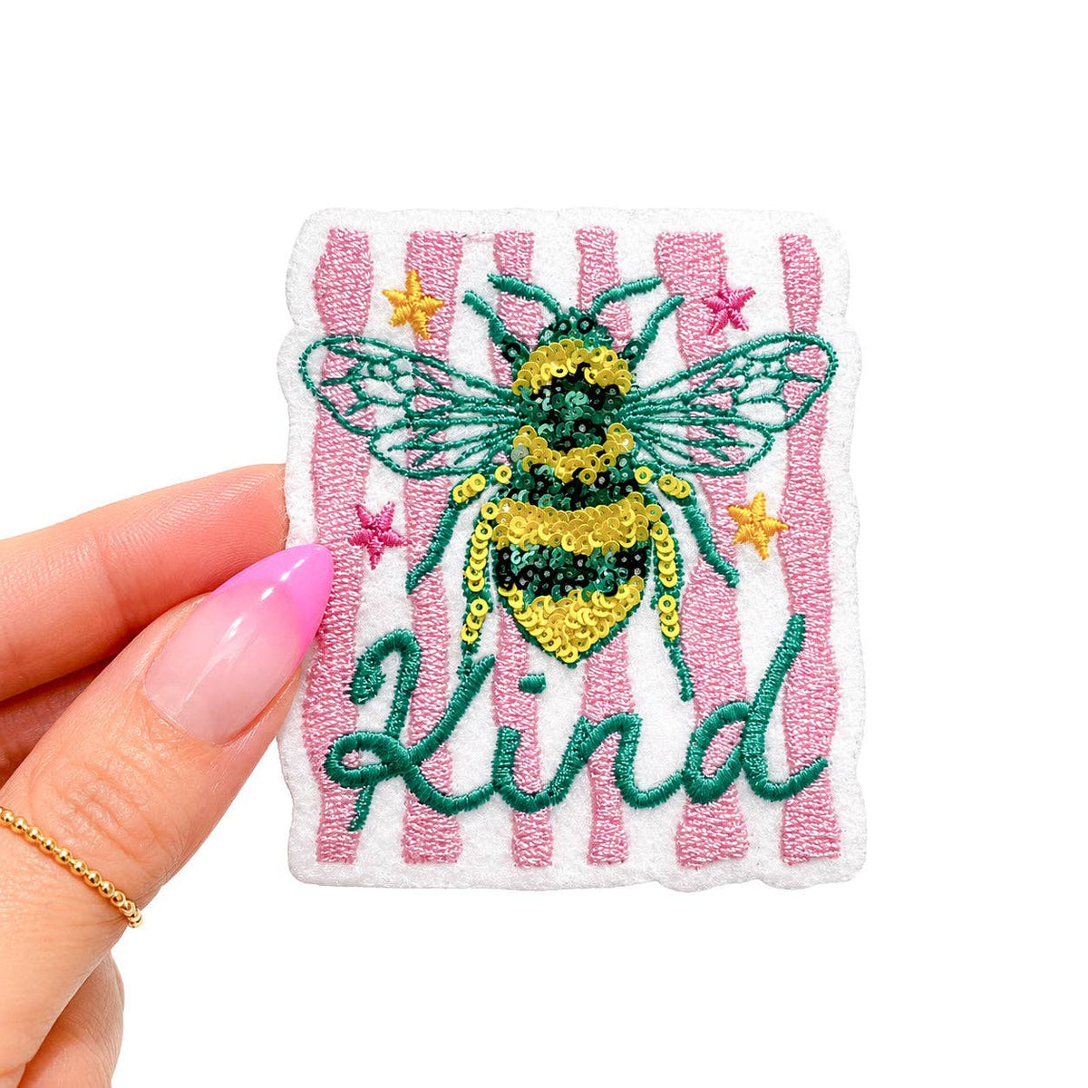 Bee Kind Summer Sequin Embroidery Patch - Small