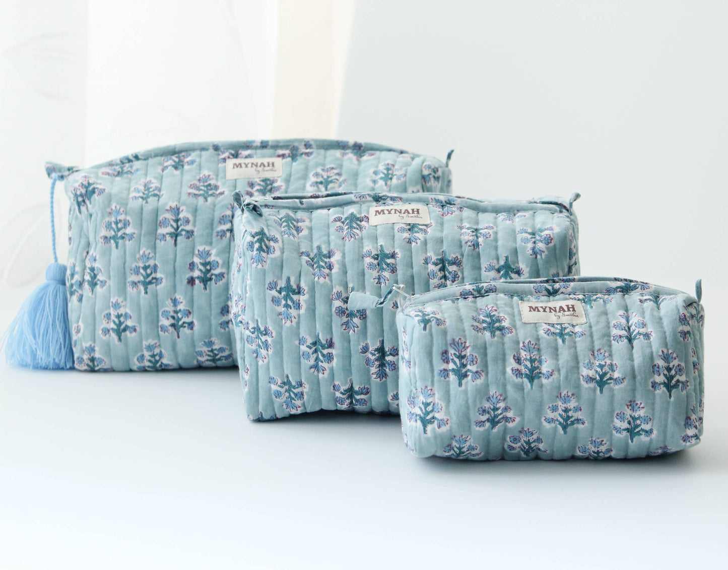 Dusty blue motif travel/make up/organizer/wet bag-LARGE only