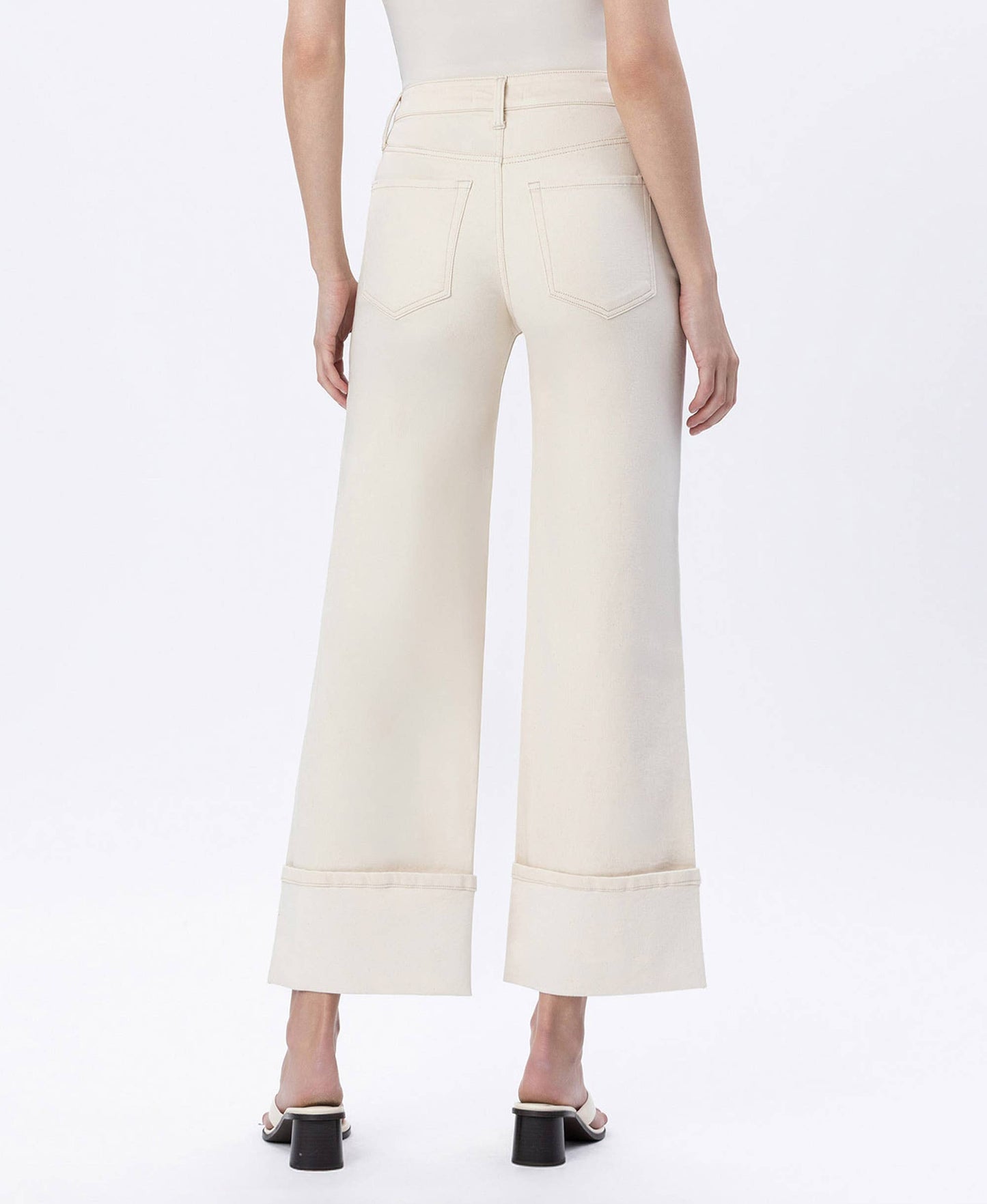SUPER HIGH RISE CUFFED WIDE LEG JEANS
