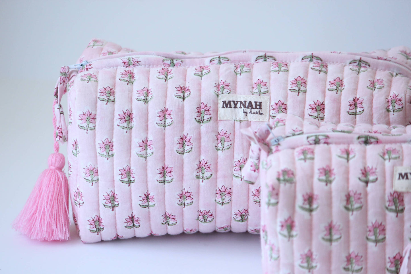 Mynah quilted floral travel/make up/organizer/bag-LARGE only
