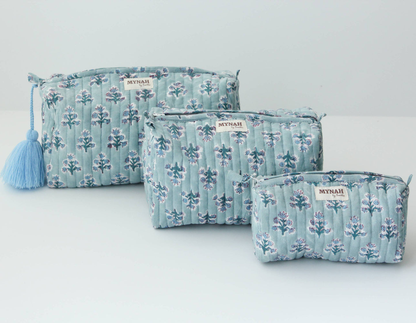 Dusty blue motif travel/make up/organizer/wet bag-LARGE only