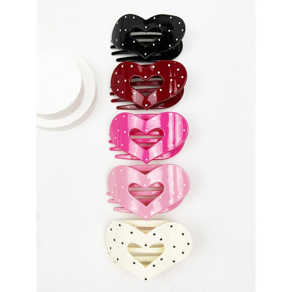 Lovely Polka Dot Heart Cut out Flat Hair Clip