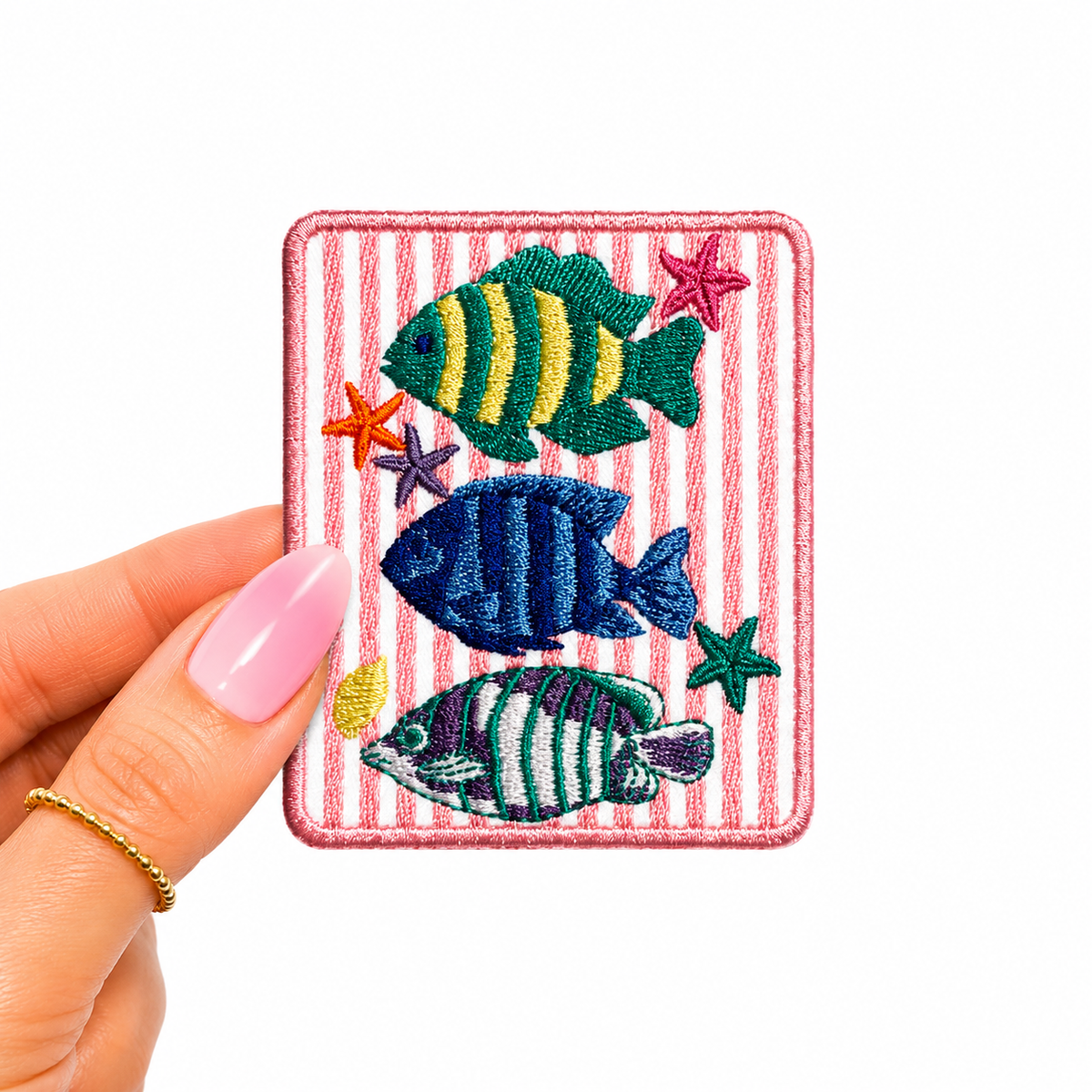 Colorful Fish Trio Summer Striped Embroidery Patch 