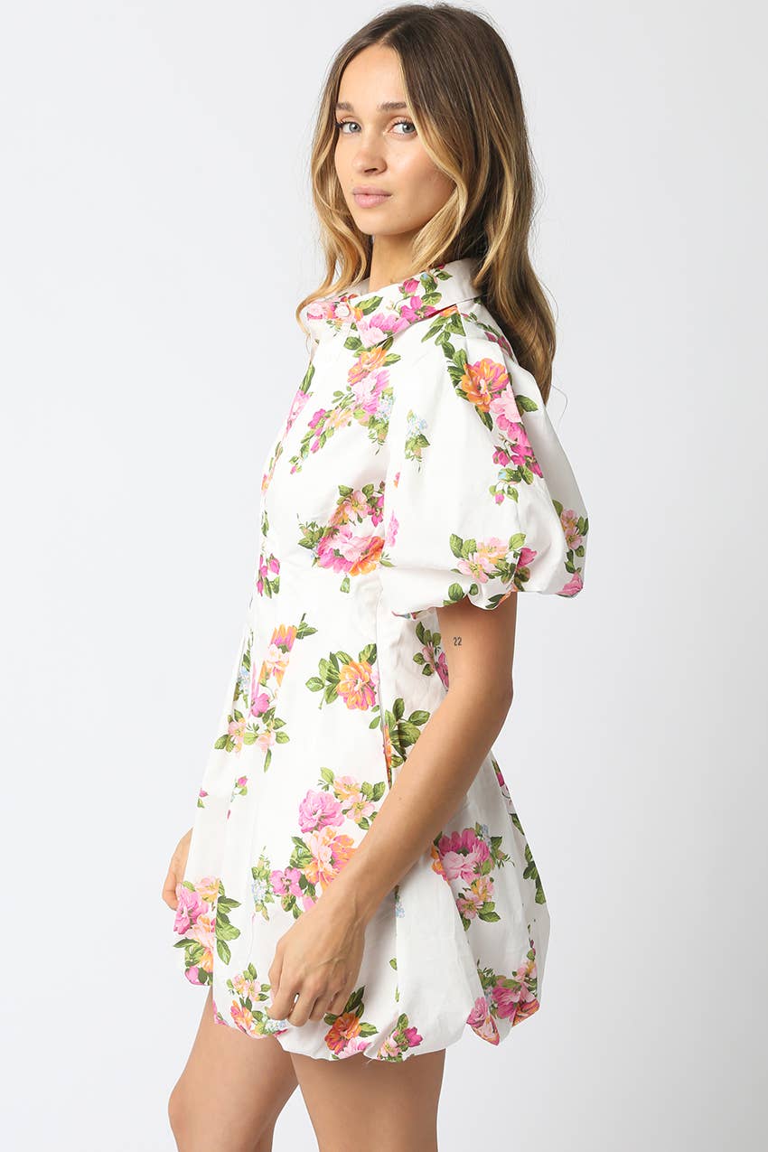 Olivia Floral Puff Sleeve Mini Dress