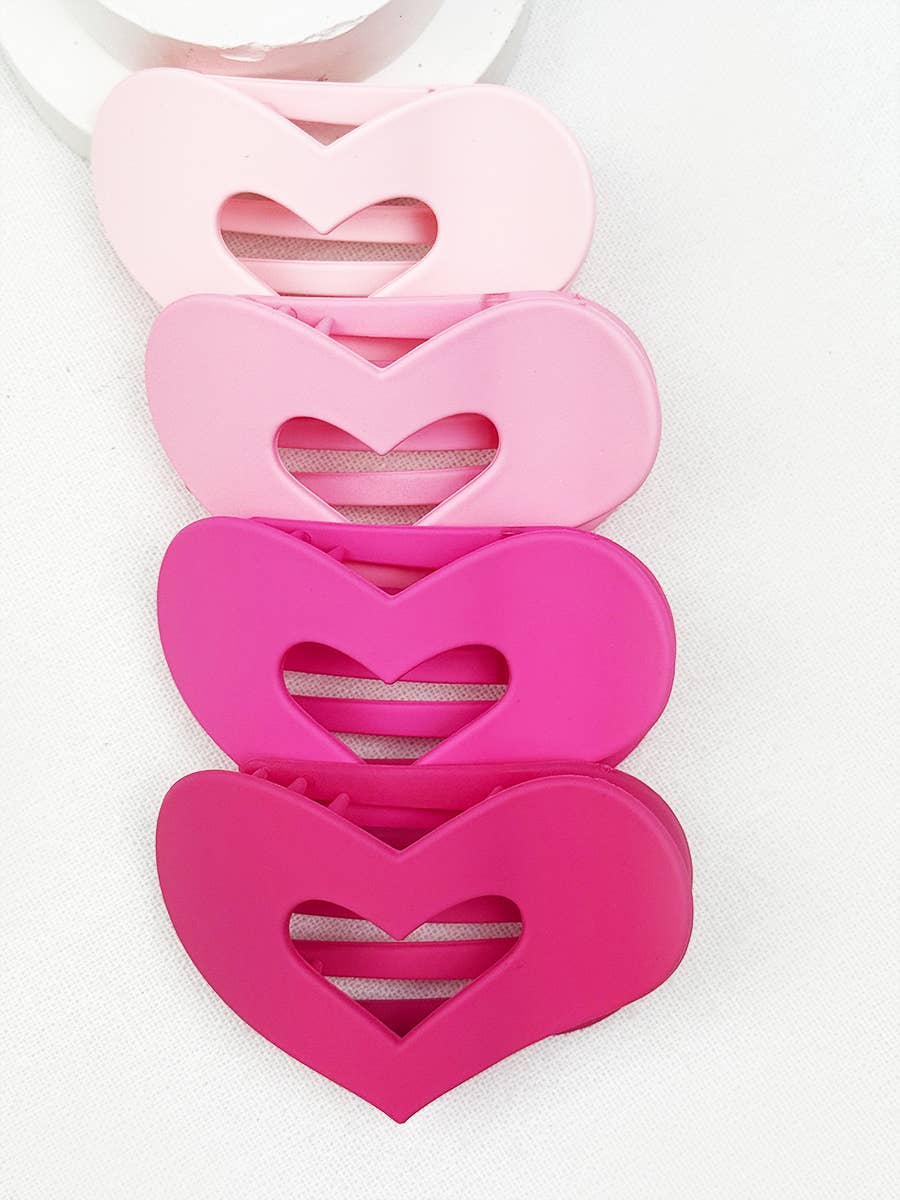 Pink Shades Heart Shape Cut Out Flat Hair Clip