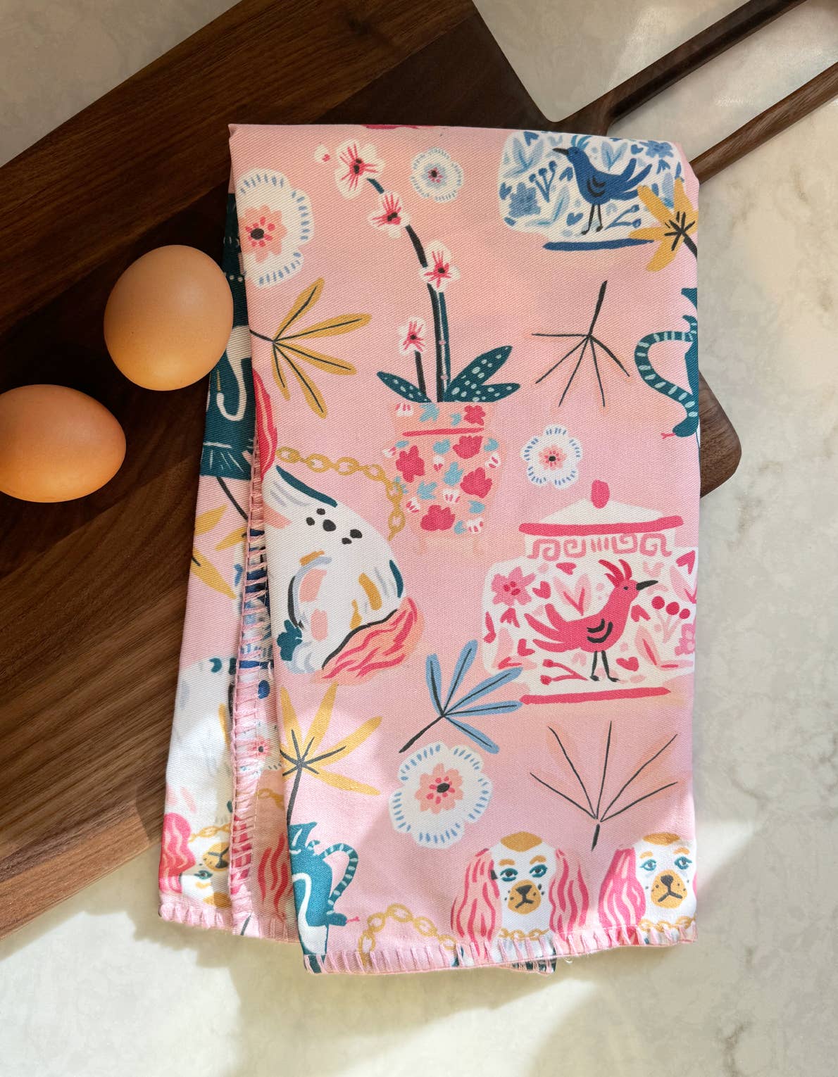 Cotton Tea Towel with Embroidered Detail | Staffordshire