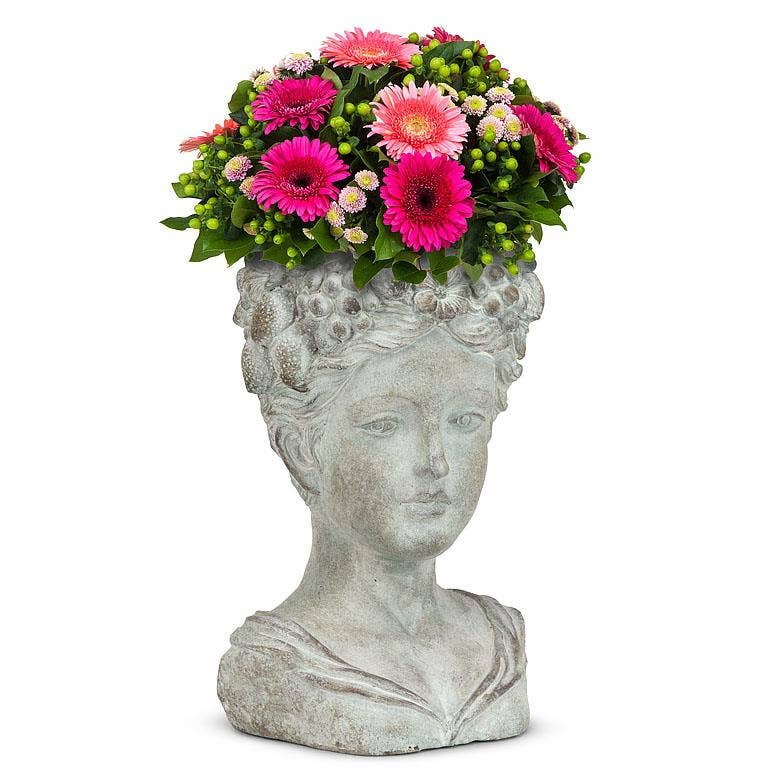 Woman w/Flower & Fruits Head Planter