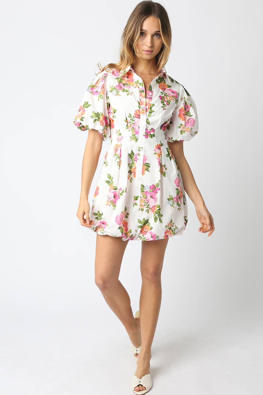 Olivia Floral Puff Sleeve Mini Dress