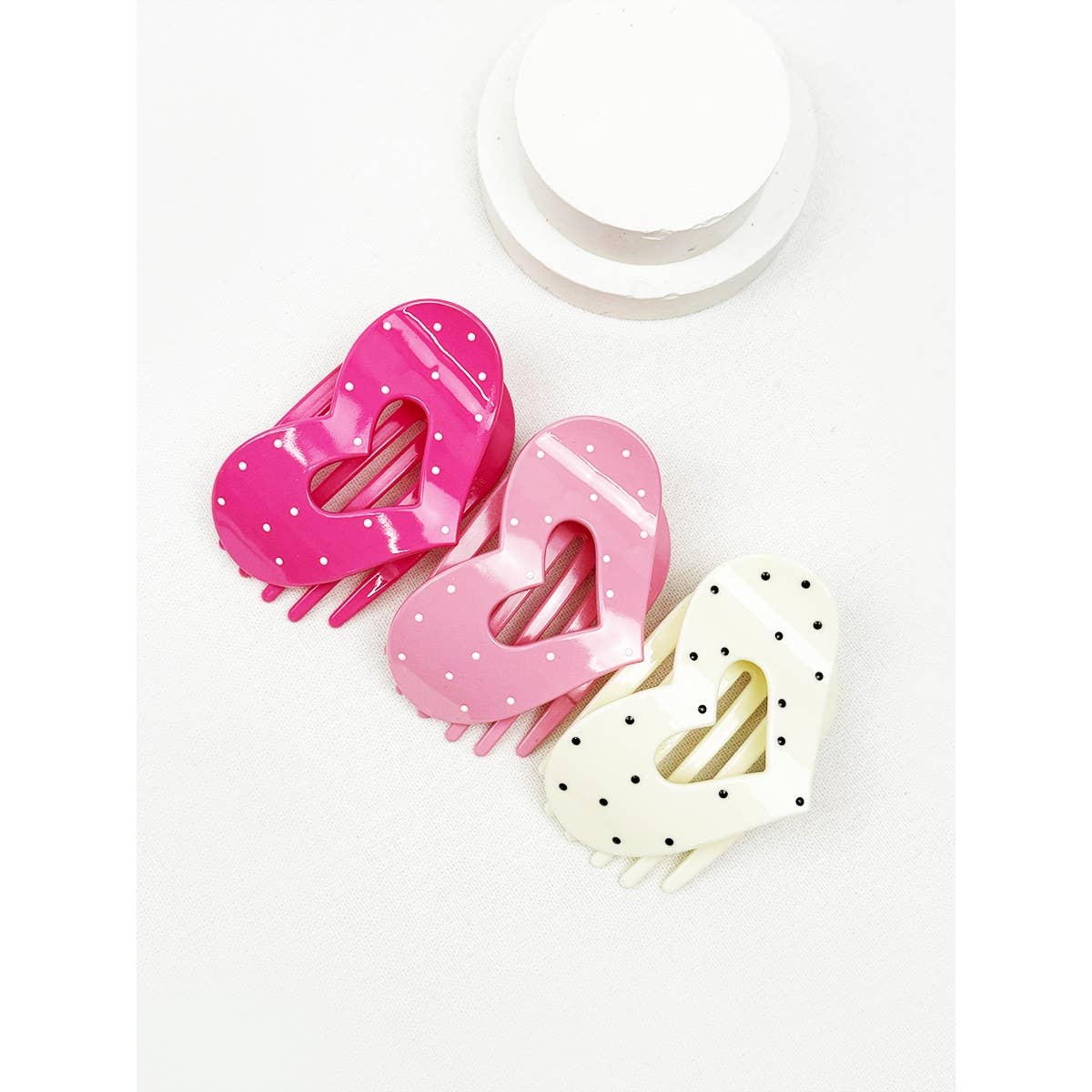 Lovely Polka Dot Heart Cut out Flat Hair Clip
