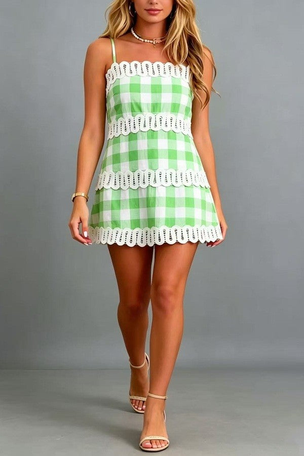 Plaid Strap Mini Dress
