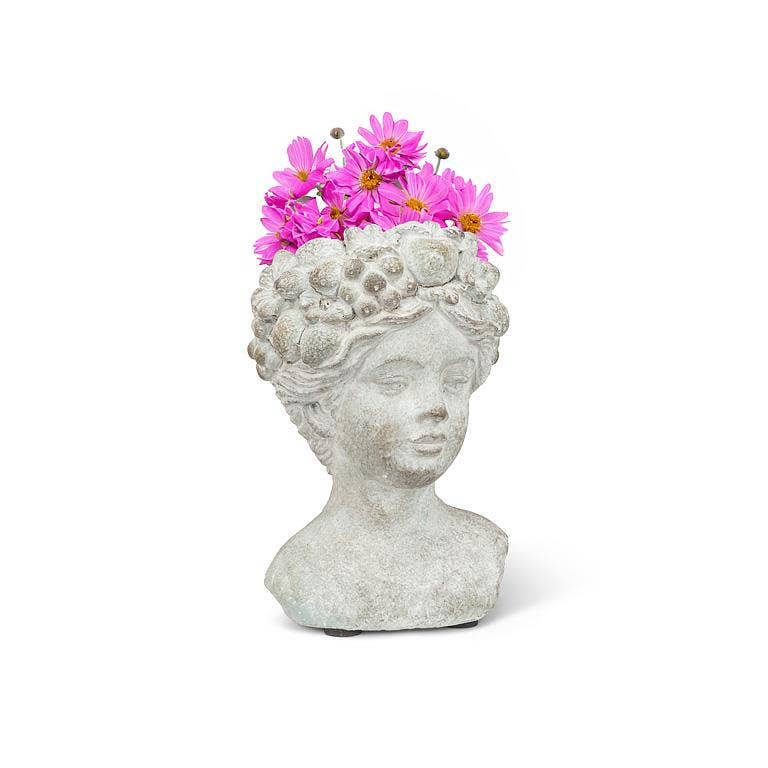 Woman w/Flower & Fruits Head Planter