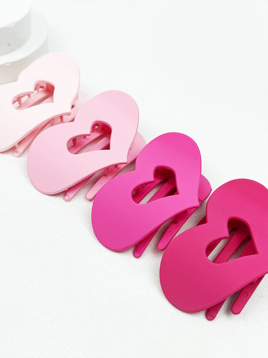 Pink Shades Heart Shape Cut Out Flat Hair Clip