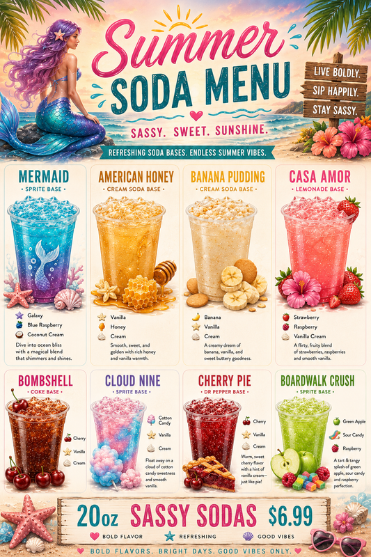 Sassy Soda Summer Menu