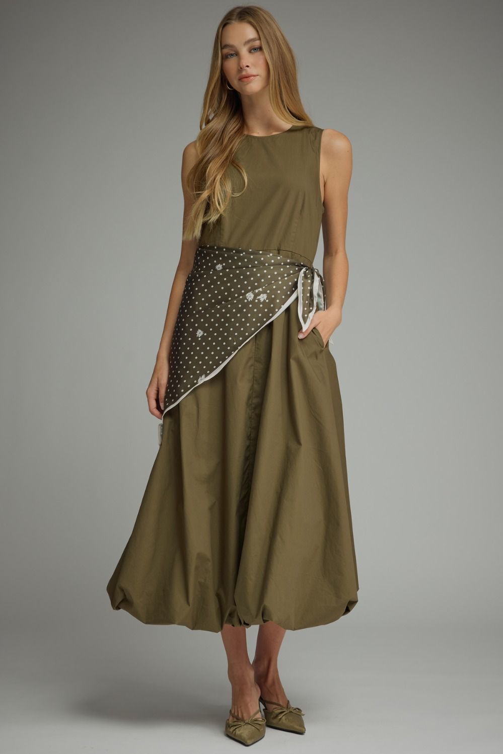 Ally Olive Scarf Dress