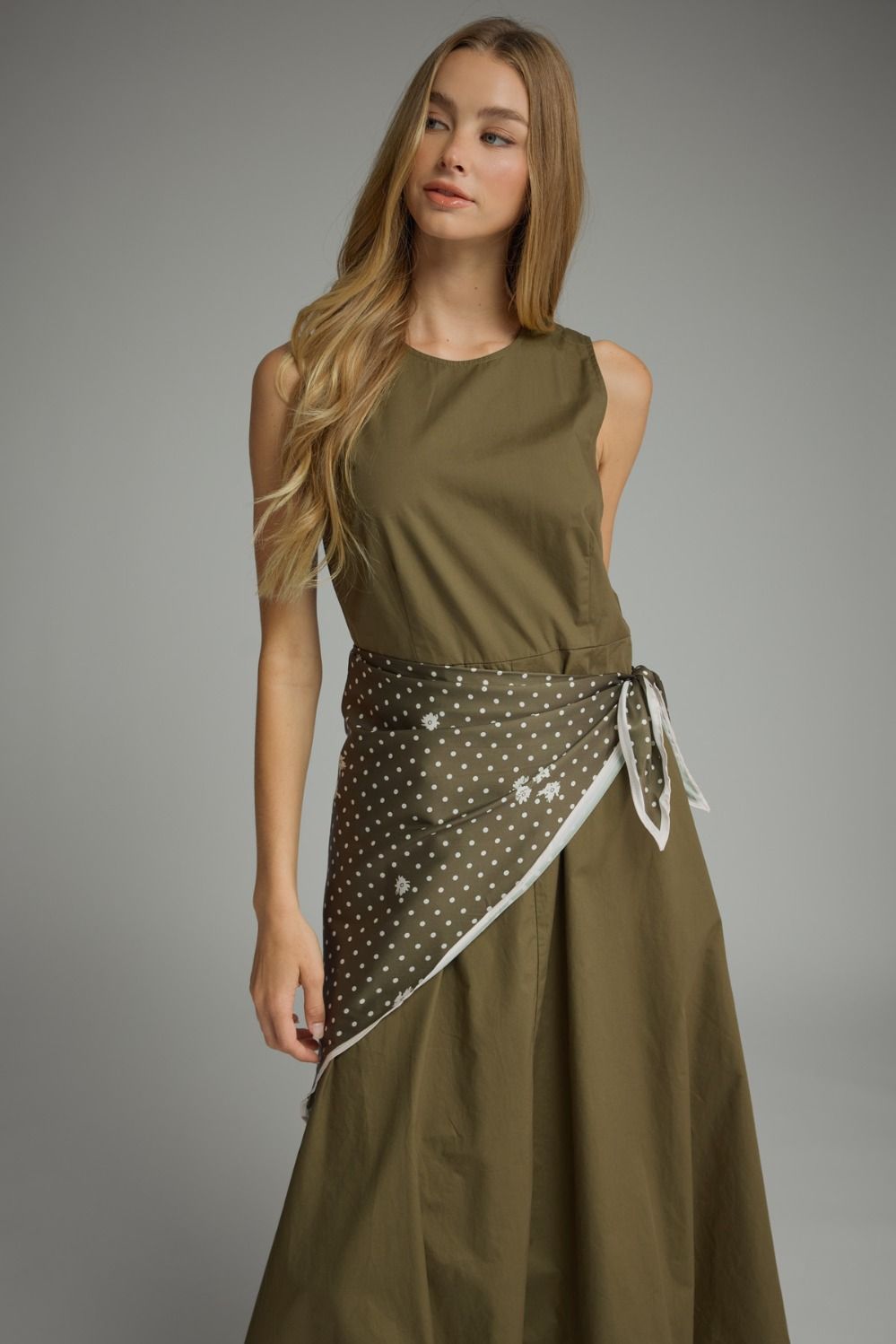Ally Olive Scarf Dress