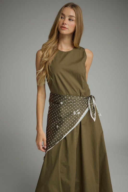 Ally Olive Scarf Dress