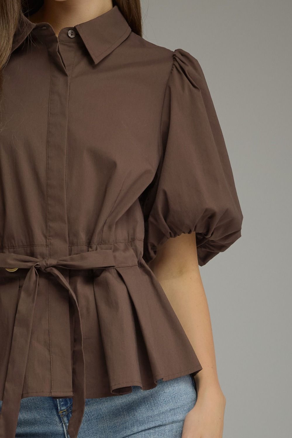 Brown Puff Sleeve