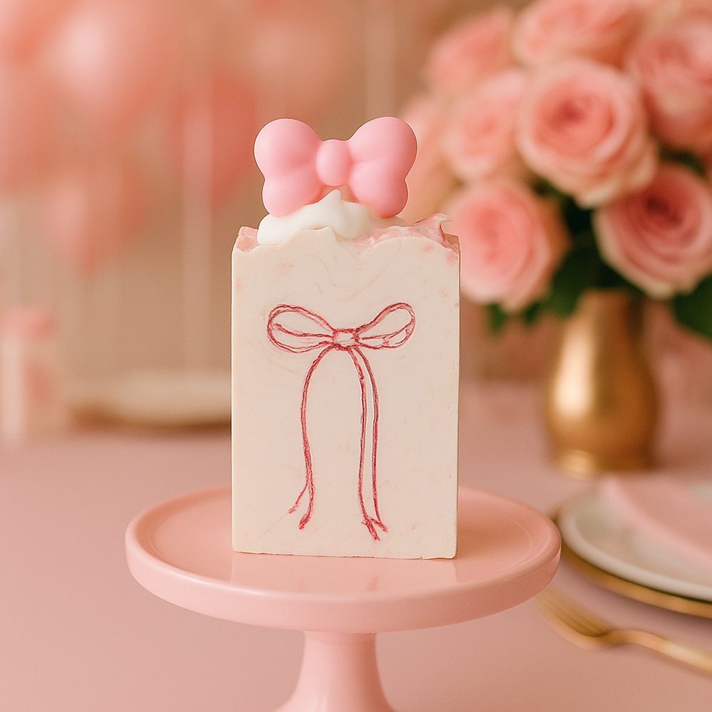 Pretty in Pink party favor sized Soap Bar with Pink Bow